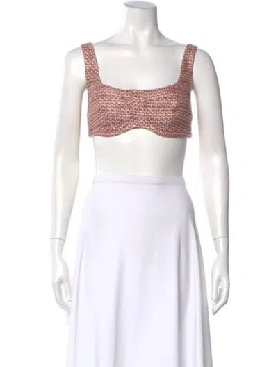 Pre-owned Amiri Patterned Square Neckline Crop Top In Black