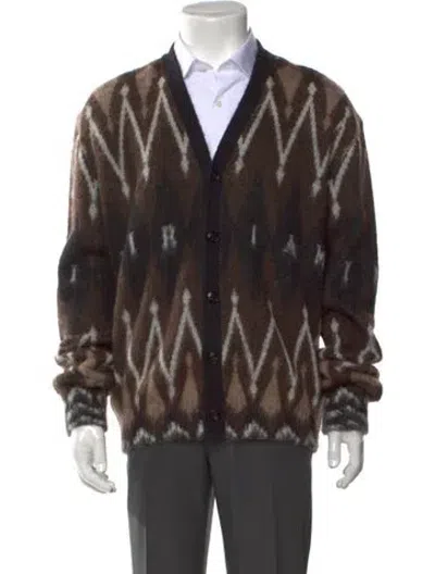 Pre-owned Amiri Patterned V-neck Cardigan In Brown