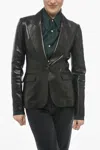 Amiri Peak Lapel Leather 1-button Blazer In Black
