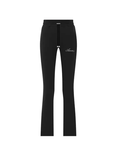 Amiri Pearl-embellished Flared Trousers In Black