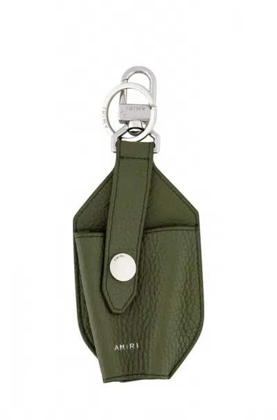 Amiri Pebbled Hand Sanitizer Holder In Military Green