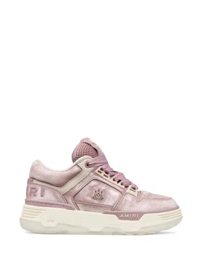 Amiri Pebbled Ma-1 Leather Sneakers In Pink
