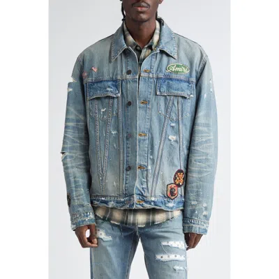 Amiri Vintage Pegasus Trucker Jacket In Blue
