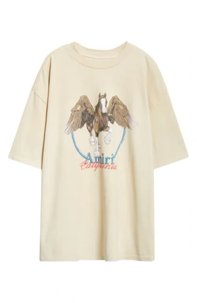 Amiri Pegasus Oversize Cotton Graphic T-shirt In Alabaster