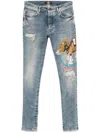 Amiri Pegasus Distressed Skinny Jeans In Blue