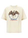 Amiri 'pegasus' Crew Neck Graphic Print T-shirt In Beige