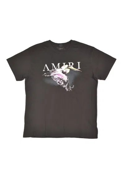 Pre-owned Amiri Pelican Watercolor T-shirt Tee In Black