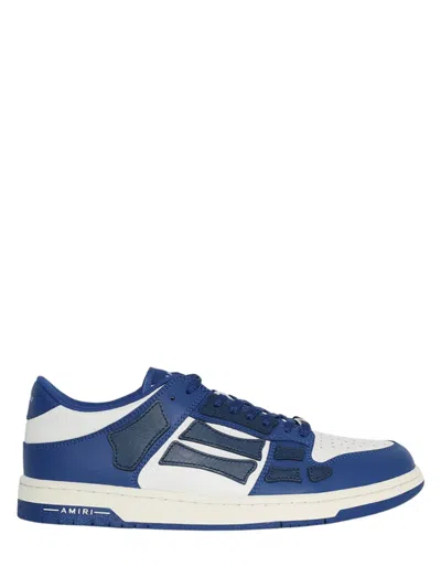 Amiri Perforated Almond Toe Sneakers With Contrasting Heel In Blue