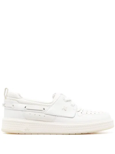 Amiri Ma Leather Boat Shoes In White