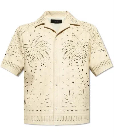 Amiri Perforated Leather Shirt In Birch