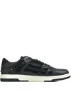 Amiri Two-tone Leather Skel Sneakers With Textured Finish In Black