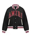 Amiri Black Bomber Jacket With Logo Patch In Leather Man In Black