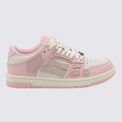 AMIRI PINK AND WHITE LEATHER CHUNKY SKEL SNEAKERS