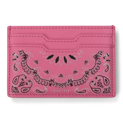 Amiri Bandana-embroidered Card Holder In Pink
