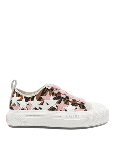 Amiri Pink Zebra Stars Court Low Sneakers In Multi