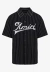 Amiri Striped Merino Wool Polo Shirt In Black