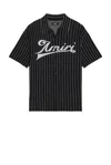 Amiri Striped Merino Wool Polo Shirt In Black