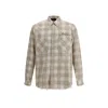 Amiri Light Camel Cotton Bleach Patch Flannel Bandana Shirt In Multi