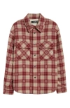 Amiri Fleece-lined Padded Checked Cotton-jacquard Overshirt In Deep Red
