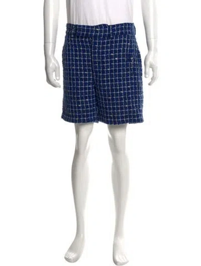 Pre-owned Amiri Plaid Print Flat Front Shorts In Blue