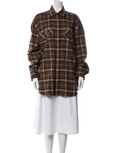 Pre-owned Amiri Plaid Print Jacket In Brown