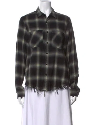 Pre-owned Amiri Plaid Print Long Sleeve Button-up Top In Black