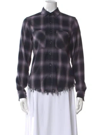 Pre-owned Amiri Plaid Print Long Sleeve Button-up Top In Blue