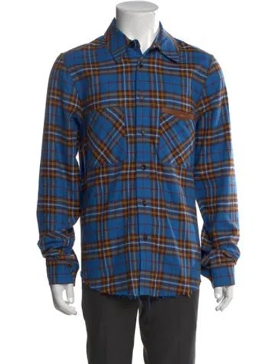 Pre-owned Amiri Plaid Print Long Sleeve Shirt In Blue