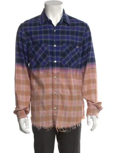Pre-owned Amiri Plaid Print Long Sleeve Shirt In Blue