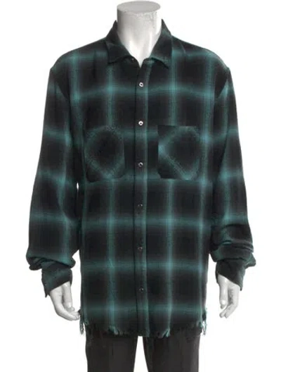 Pre-owned Amiri Plaid Print Long Sleeve Shirt In Blue