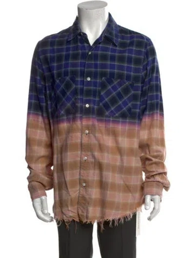 Pre-owned Amiri Plaid Print Long Sleeve Shirt In Blue