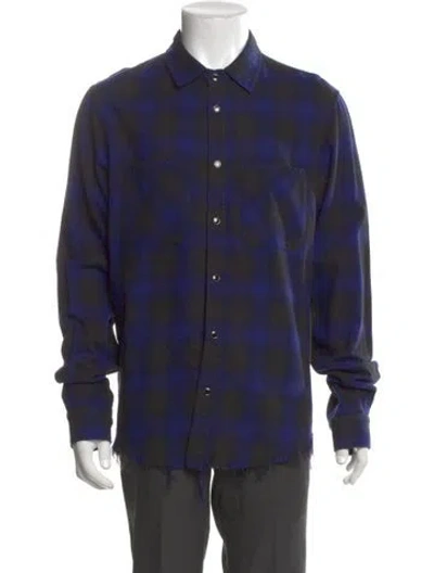 Pre-owned Amiri Plaid Print Long Sleeve Shirt In Blue