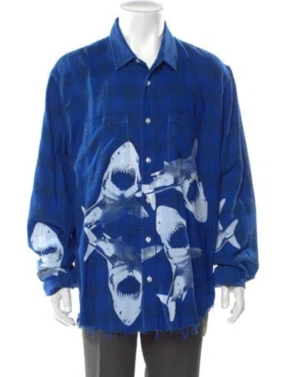 Pre-owned Amiri Plaid Print Long Sleeve Shirt In Blue