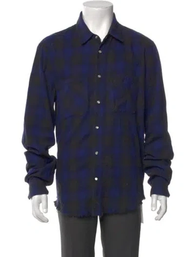 Pre-owned Amiri Plaid Print Long Sleeve Shirt In Blue