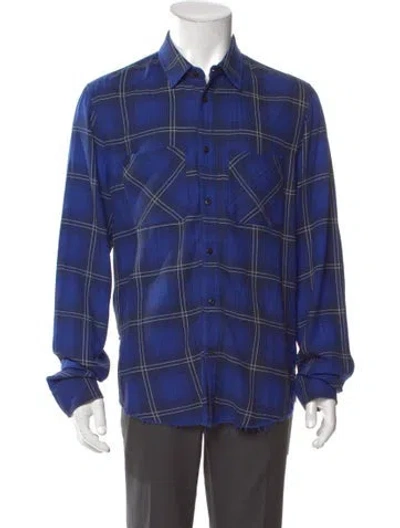 Pre-owned Amiri Plaid Print Long Sleeve Shirt In Blue