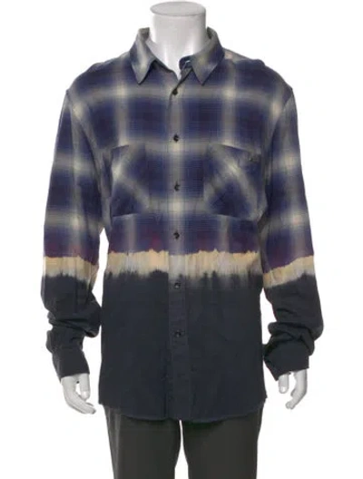 Pre-owned Amiri Plaid Print Long Sleeve Shirt In Blue