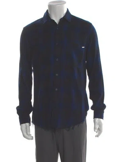 Pre-owned Amiri Plaid Print Long Sleeve Shirt In Blue
