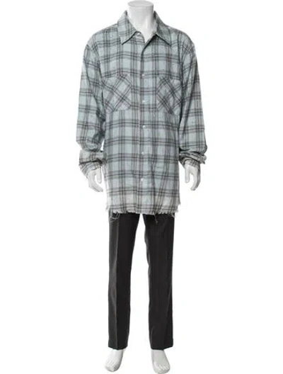 Pre-owned Amiri Plaid Print Long Sleeve Shirt In Gray