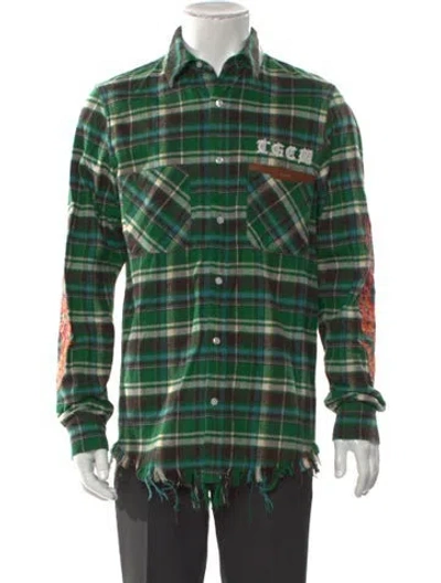 Pre-owned Amiri Plaid Print Long Sleeve Shirt In Green