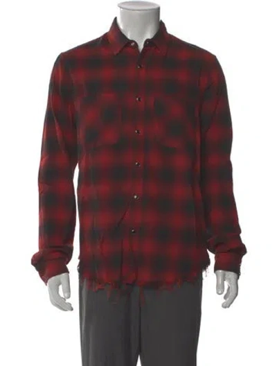 Pre-owned Amiri Plaid Print Long Sleeve Shirt In Red