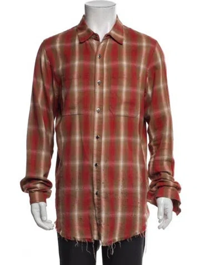 Pre-owned Amiri Plaid Print Long Sleeve Shirt In Red