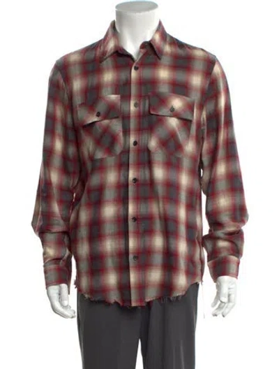 Pre-owned Amiri Plaid Print Long Sleeve Shirt In Red