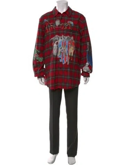 Pre-owned Amiri Plaid Print Long Sleeve Shirt In Red