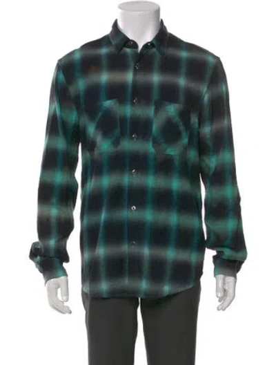 Pre-owned Amiri Plaid Print Long Sleeve Shirt W/ Tags In Blue