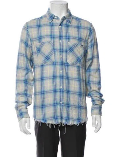 Pre-owned Amiri Plaid Print Long Sleeve Western Shirt In Grey