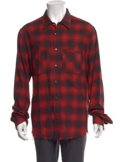 Pre-owned Amiri Plaid Print Long Sleeve Western Shirt In Red