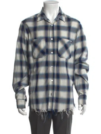 Pre-owned Amiri Plaid Print Long Sleeve Western Shirt In White