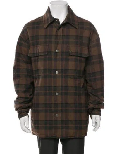 Pre-owned Amiri Plaid Print Overcoat In Brown