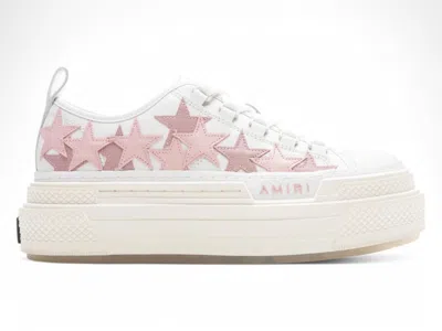 Pre-owned Amiri Platform Stars Court Low (women's) Sneakers In White/pink In Multi