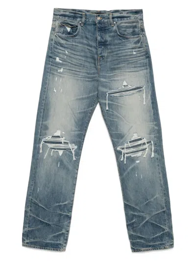 Amiri Pleated Straight Jeans In Blue